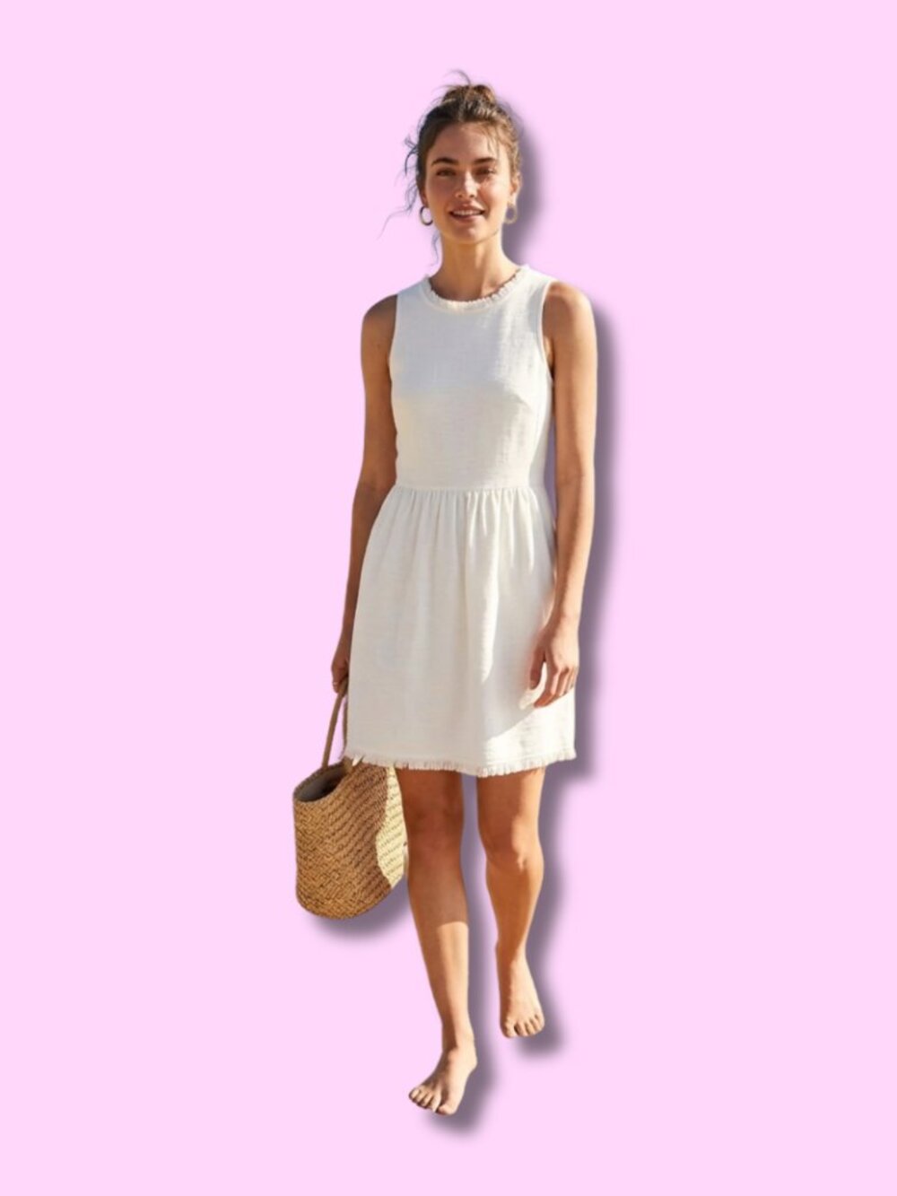 Madewell Fringed Afternoon Dress Small Sleeveless Fringe White Cotton Resort EUC